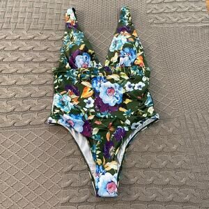 NWT Shein Floral One Piece Swimsuit ~ XL